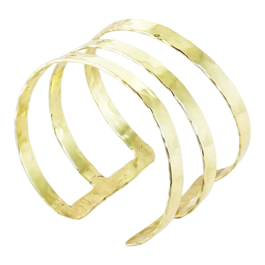 Beaten metal triple bar cuff