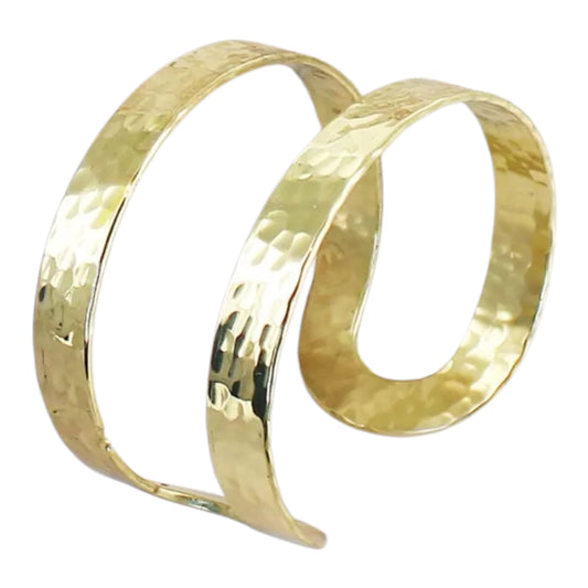 Beaten metal double bar cuff