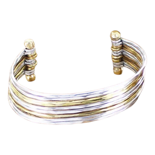 Silver & gold bar cuff