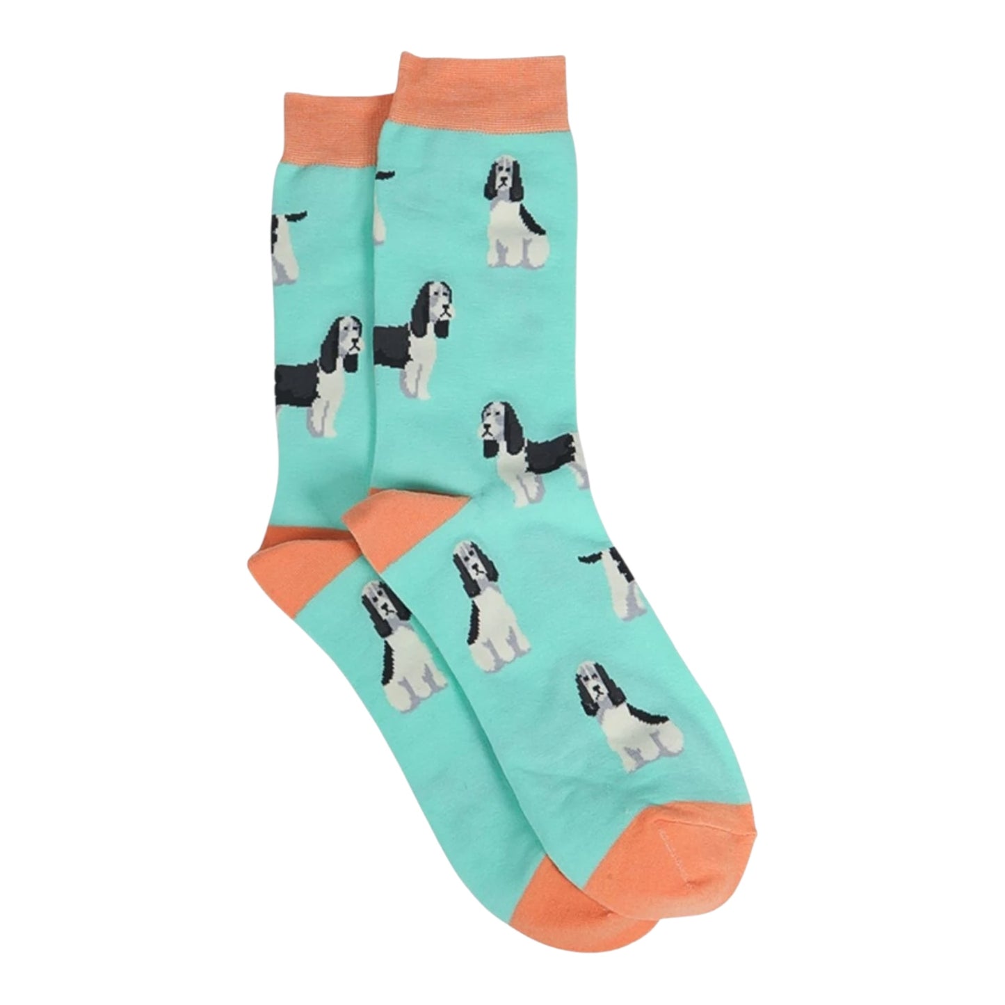 Spaniel dog turquoise bamboo socks