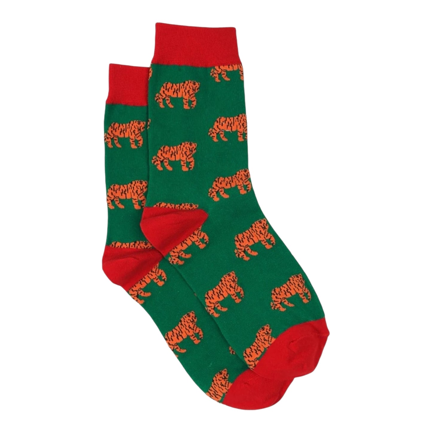 Tiger green & red bamboo socks