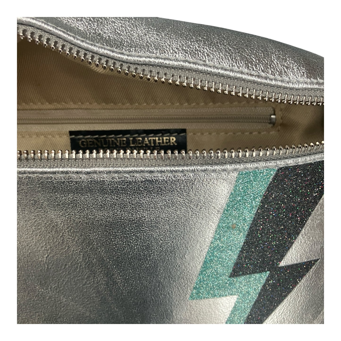 Superhero bum bag - silver, blue & black flash