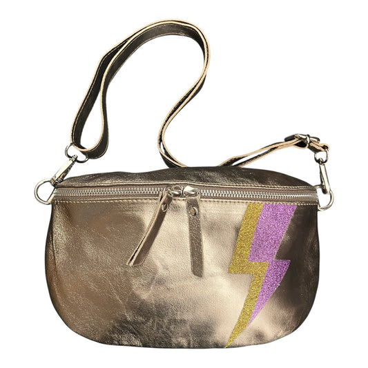Superhero bum bag - bronze, gold & purple flash