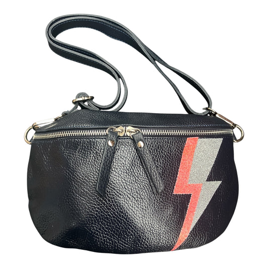 Superhero bum bag - black, pink & silver flash