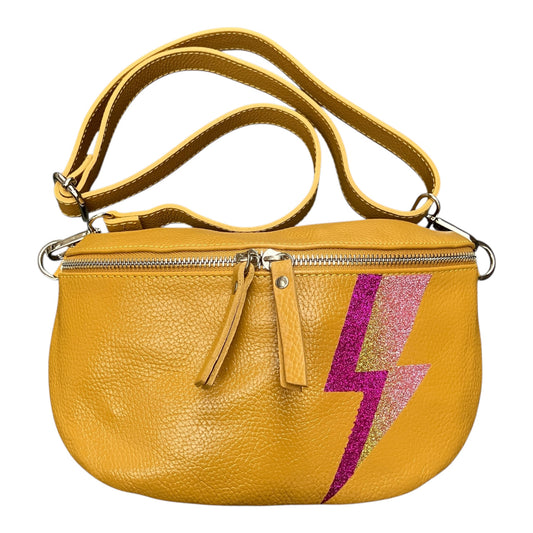 Superhero bum bag - mustard, pink flash