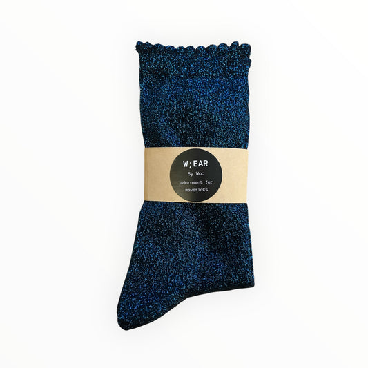 Glitter black & turquoise socks