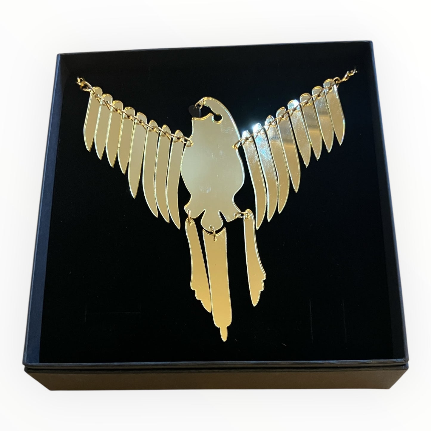 Acrylic eagle necklace gold