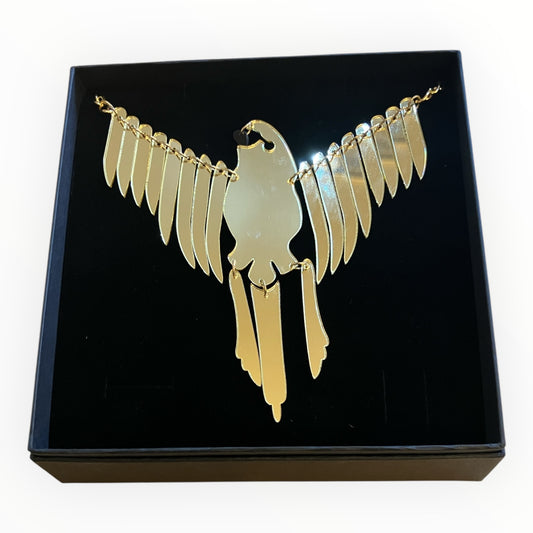 Acrylic eagle necklace gold