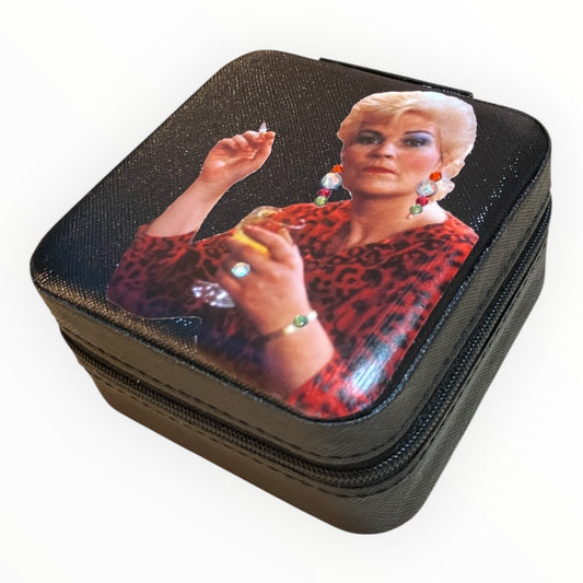 Travel jewellery box - black with Pat Butcher