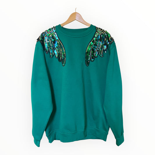 Green & Blue Wings Disco Jumper XL
