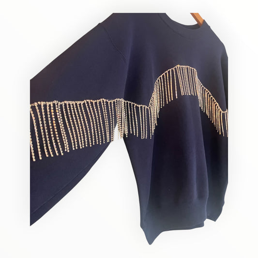 Diamonte Fringe Disco Jumper M