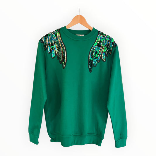 Green & Blue Wings Disco Jumper M