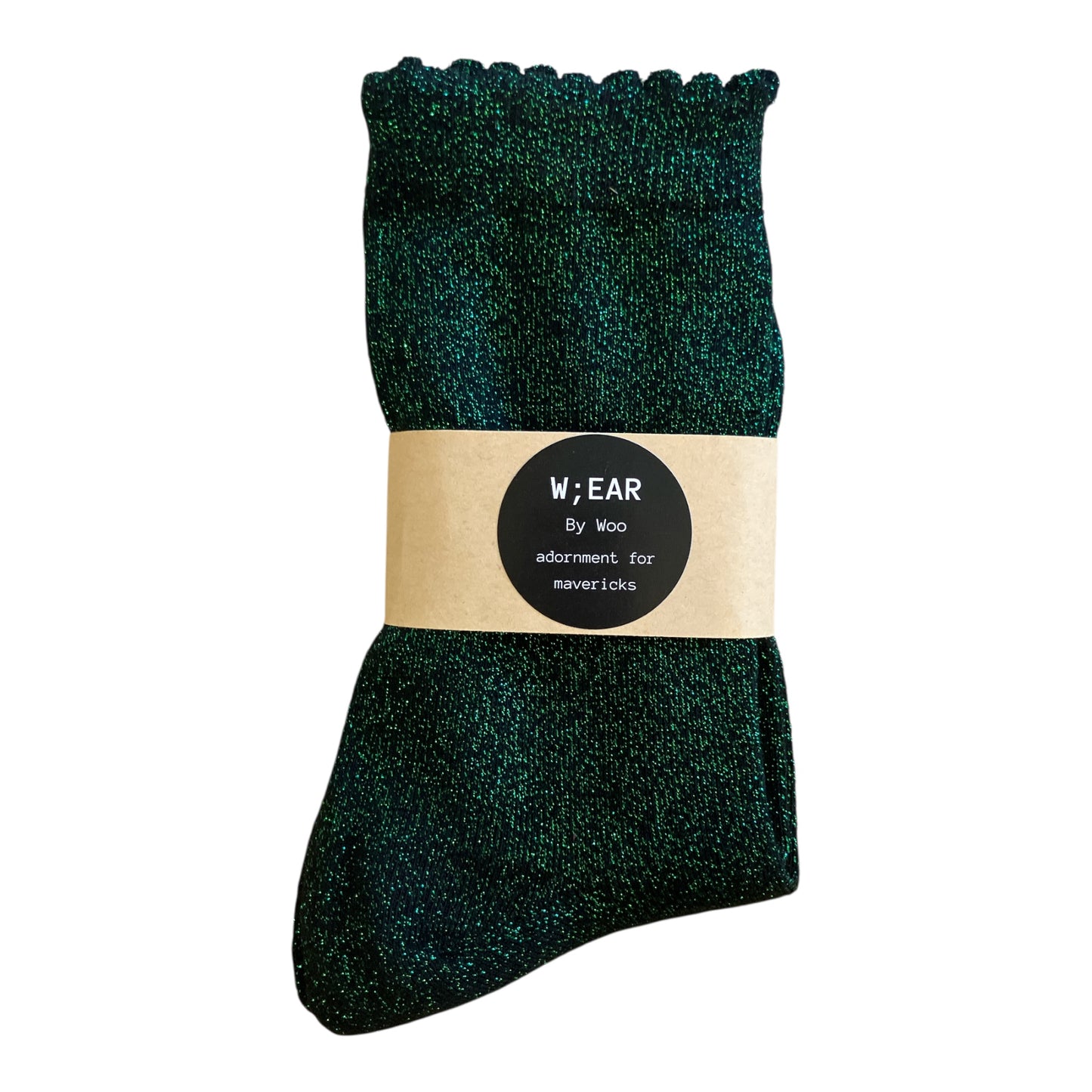 Glitter black & green socks