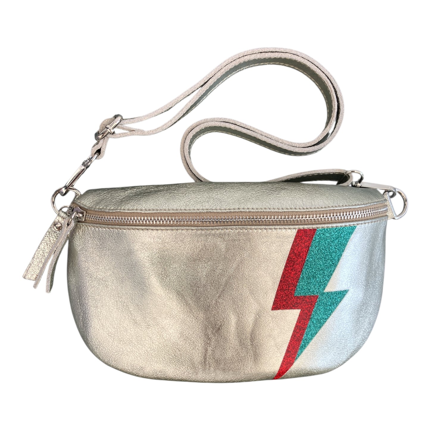 Superhero bum bag - gold, red & teal flash