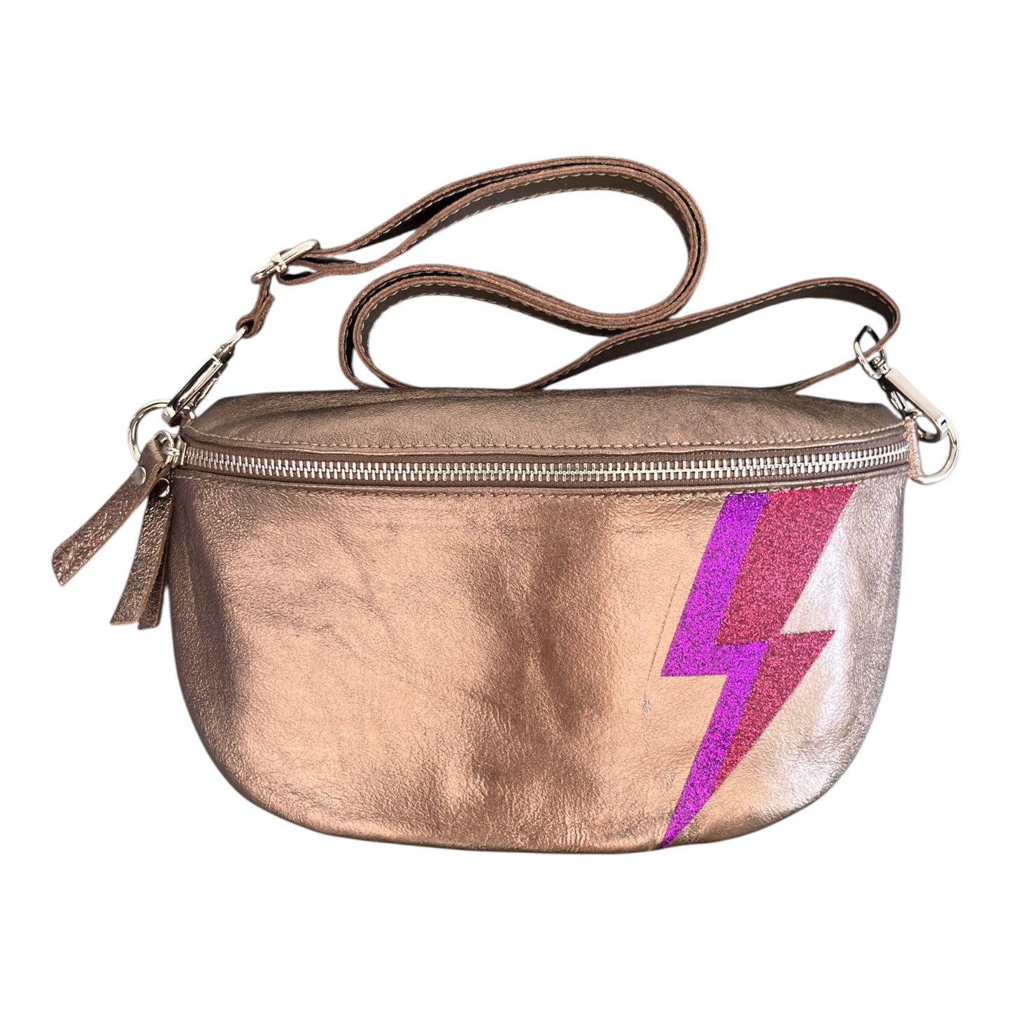 Superhero bum bag - bronze, purple & pink flash