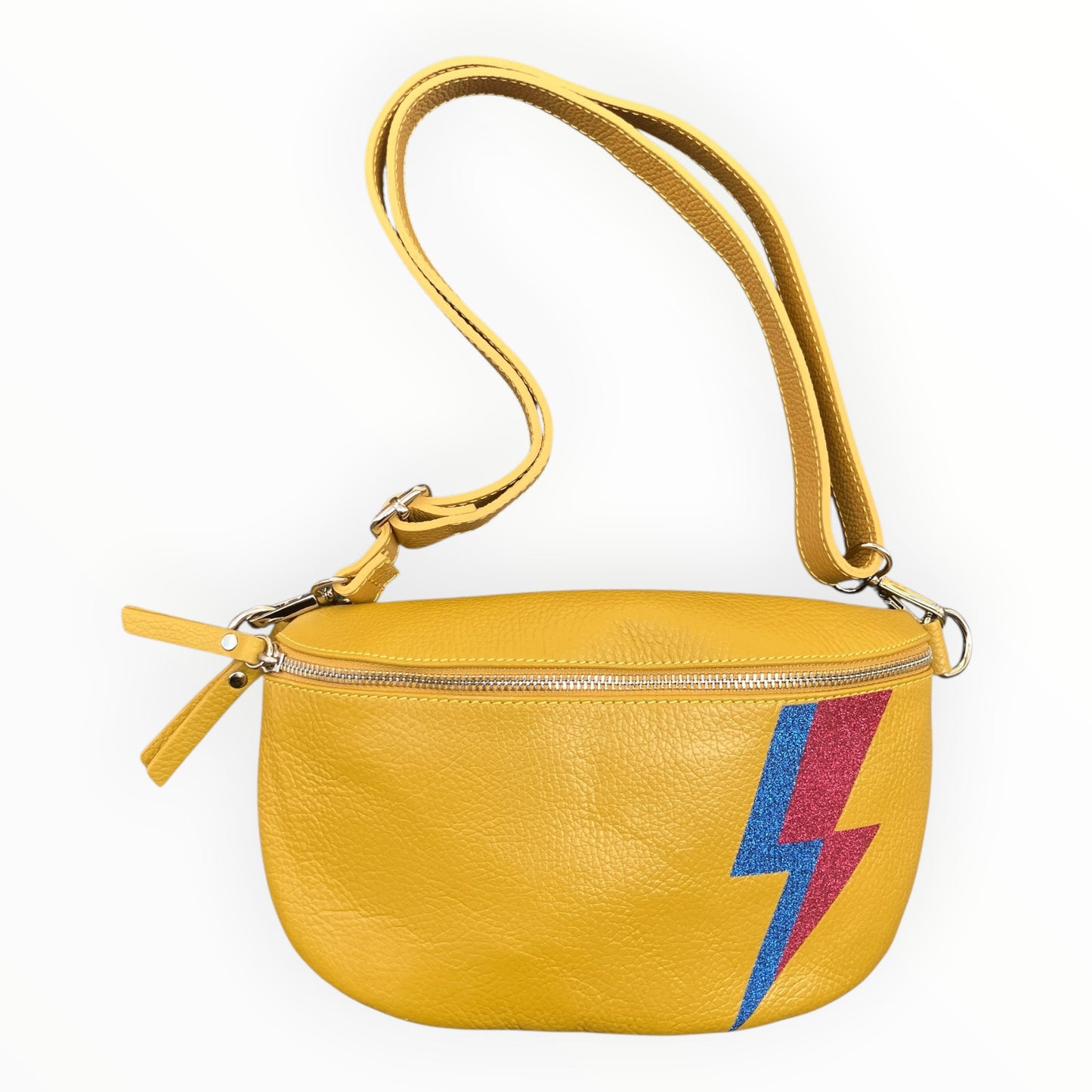 Superhero bum bag - mustard, blue & pink flash