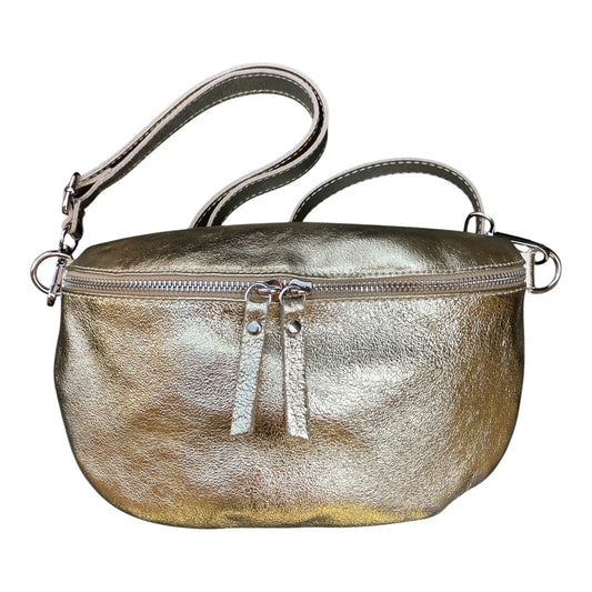 Leather crossbody/ belt bag gold