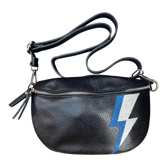 Superhero bum bag - navy blue, blue & silver flash
