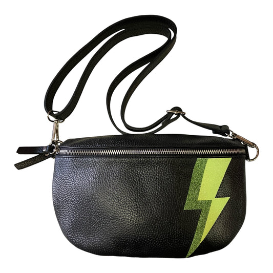 Superhero bum bag - black, green & fluro yellow flash