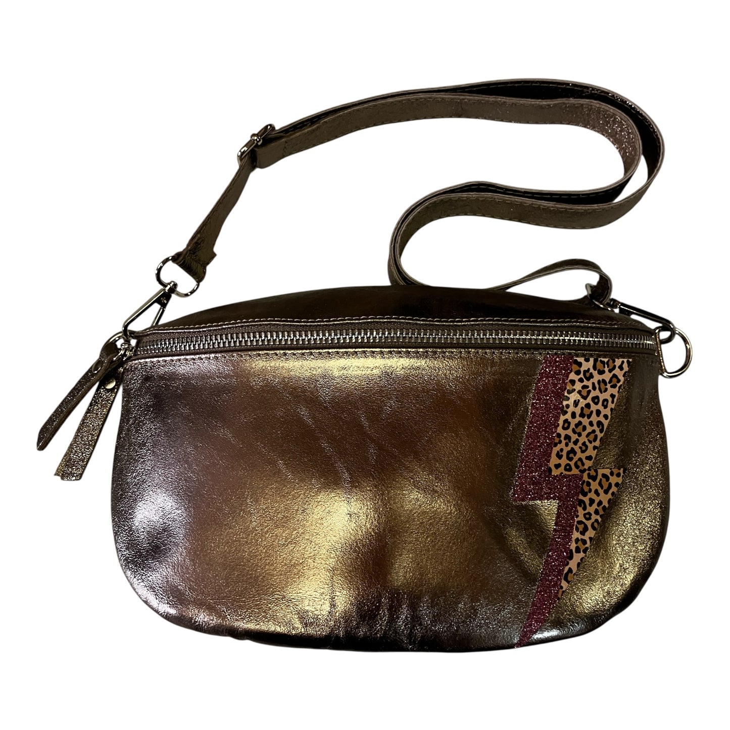 Superhero bum bag - bronze, pink & leopard print flash
