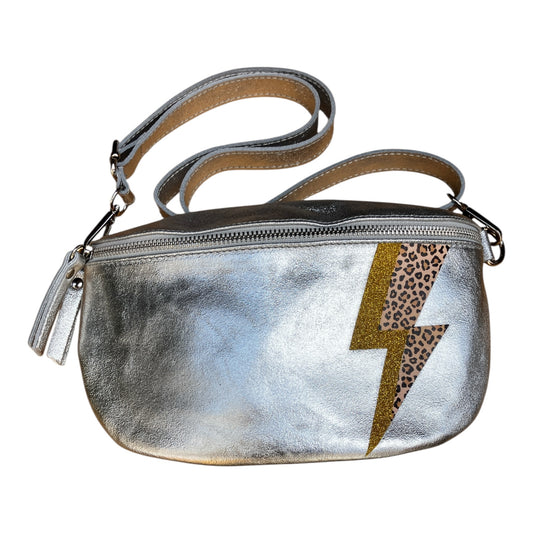 Superhero bum bag - silver, gold & leopard print flash