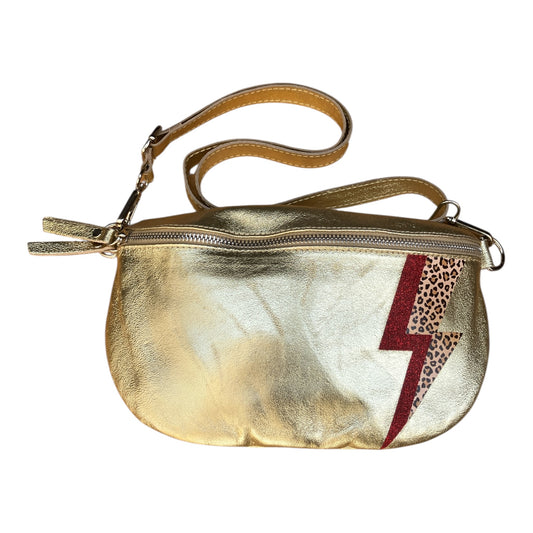Superhero bum bag - gold, red & leopard print flash