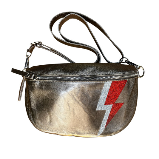 Superhero bum bag - bronze, silver & red flash