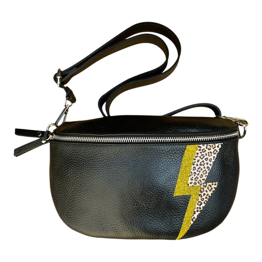 Superhero bum bag - black, gold & leopard print flash