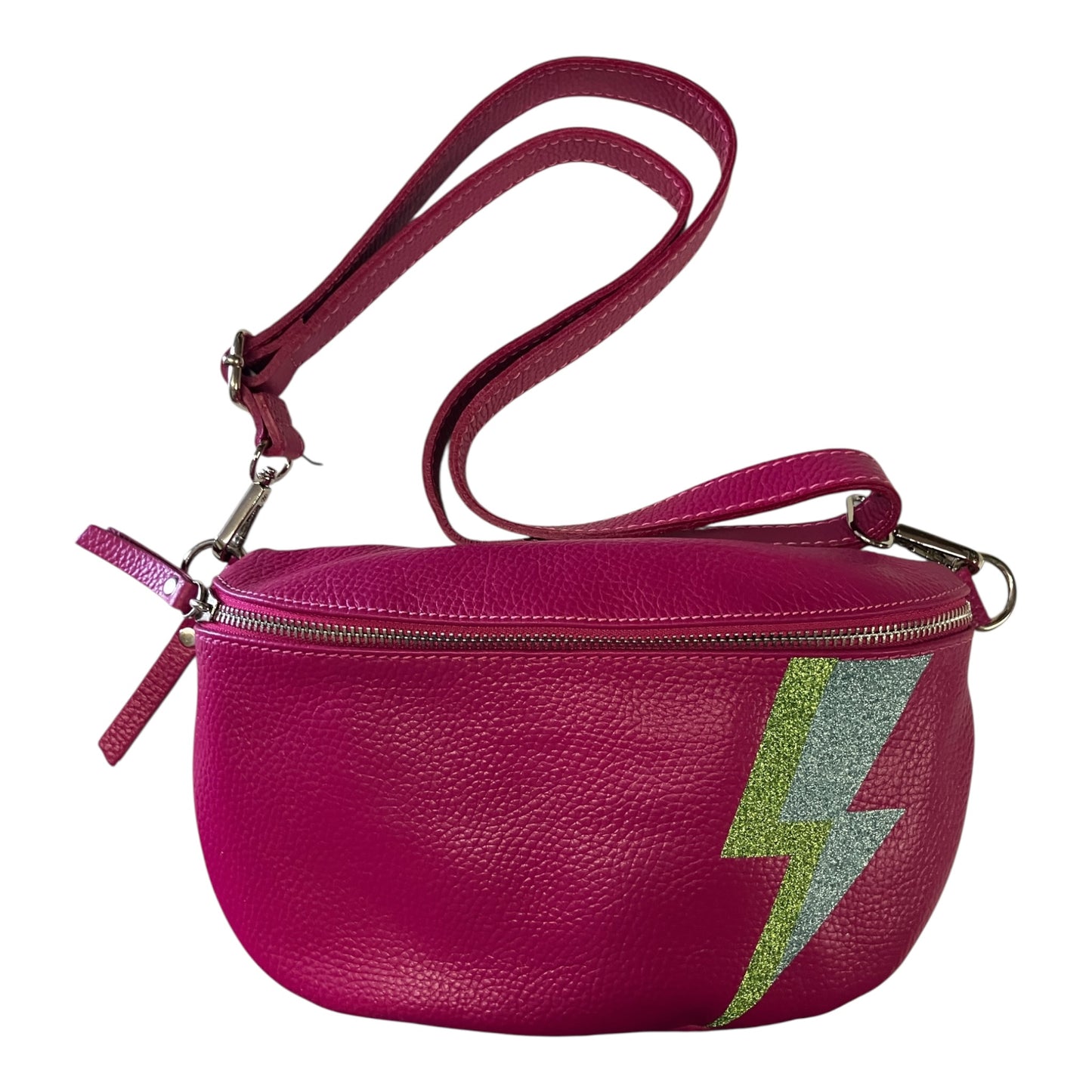 Superhero bum bag - fuchsia, green & teal flash