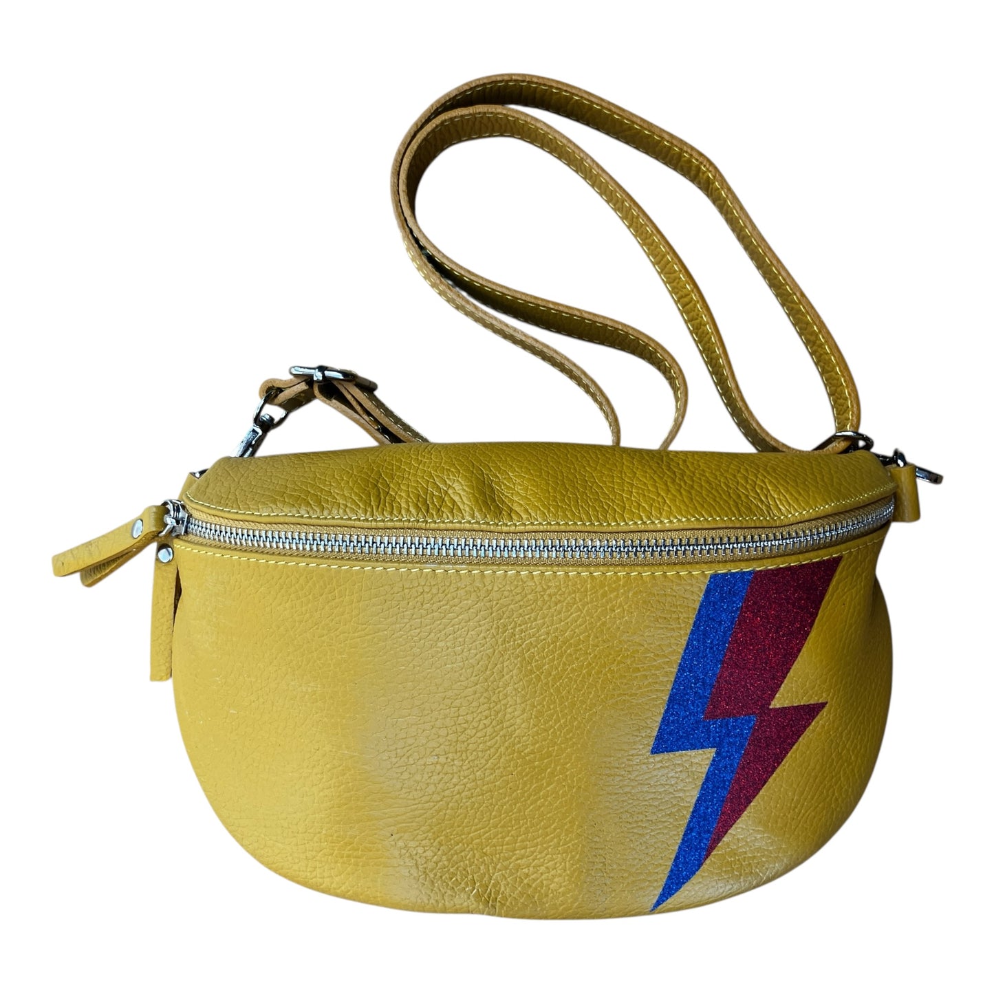 Superhero bum bag - mustard, blue & red flash