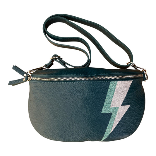 Superhero bum bag - teal, teal & silver flash