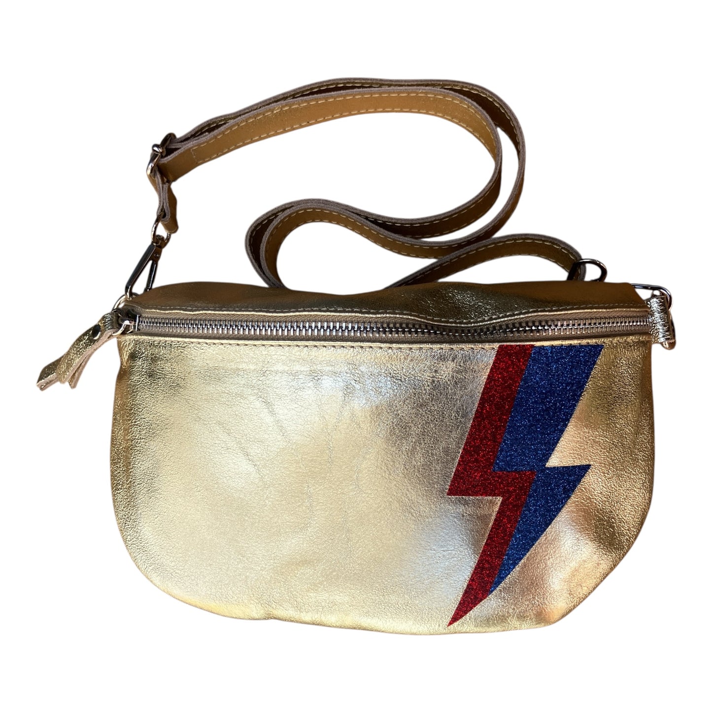 Superhero bum bag - gold, red & blue flash