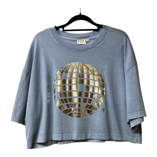 Disco Ball Washed Denim Cropped Tee L