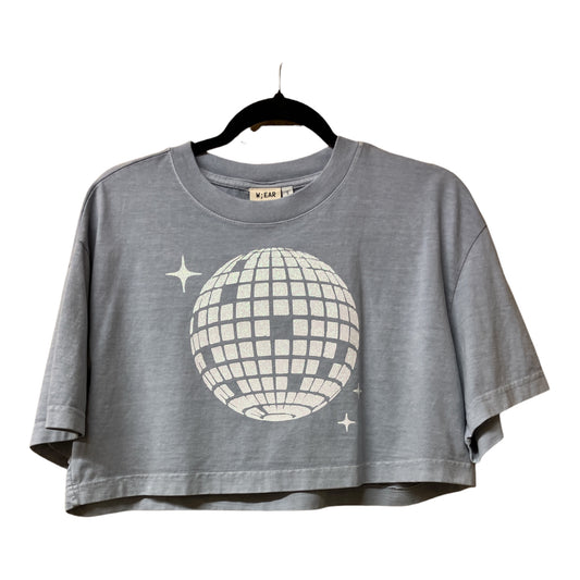 Disco Ball Washed Denim Cropped Tee S