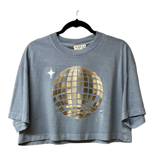 Disco Ball Washed Denim Cropped Tee M