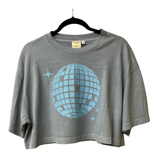 Disco Ball Washed Denim Cropped Tee M