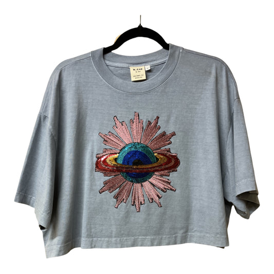 Planet Washed Denim Cropped Tee L