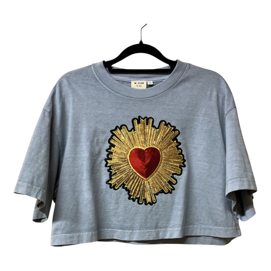 Sacred Heart Washed Denim Cropped Tee S