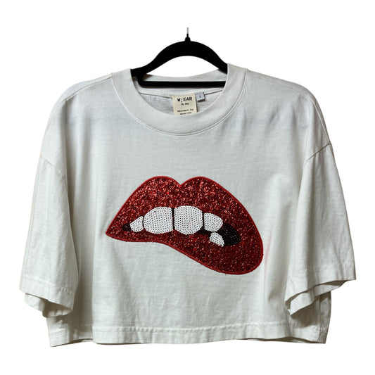 Lip Bite White Cropped Tee S