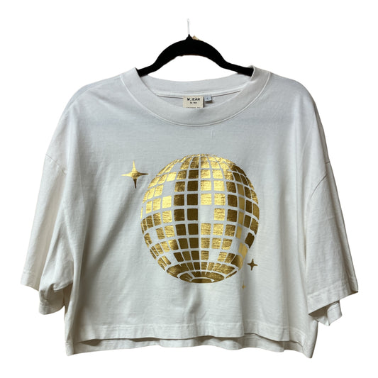 Disco Ball White Cropped Tee L
