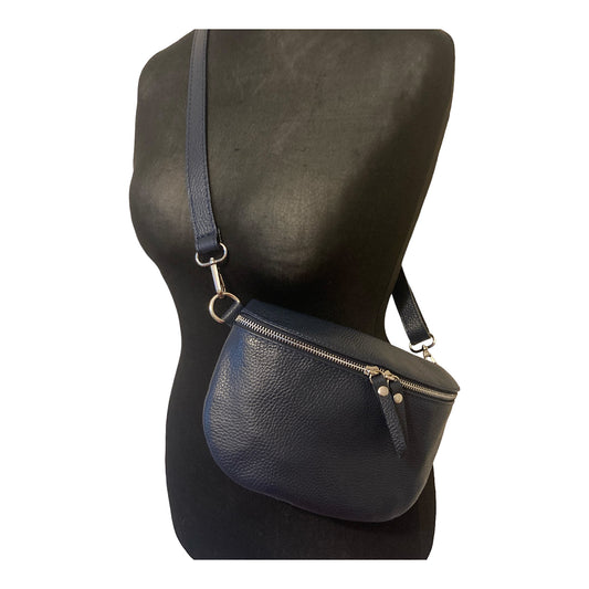Leather crossbody/ belt bag black