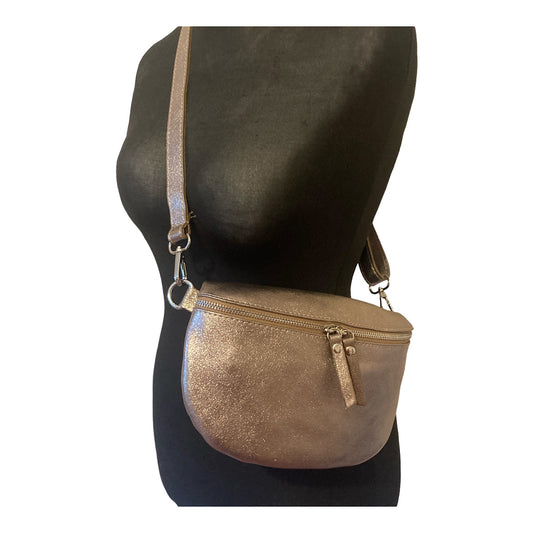 Leather crossbody/ belt bag bronze