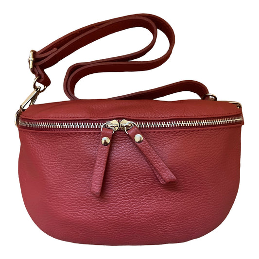 Leather crossbody/ belt bag wine