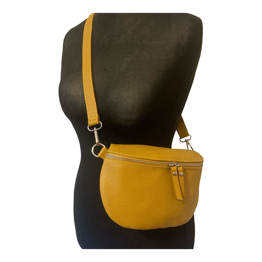 Leather crossbody/ belt bag mustard