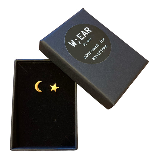 Moon and star studs