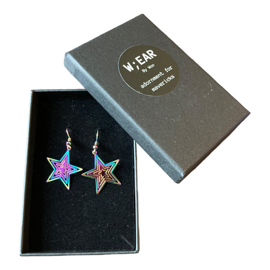Rainbow star earrings