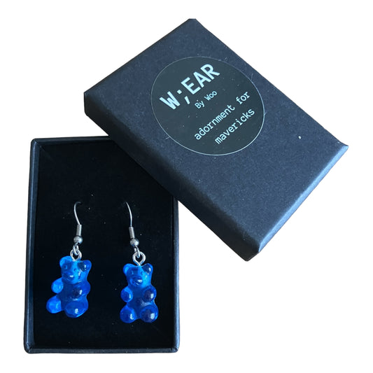 Gummy bear earrings blue