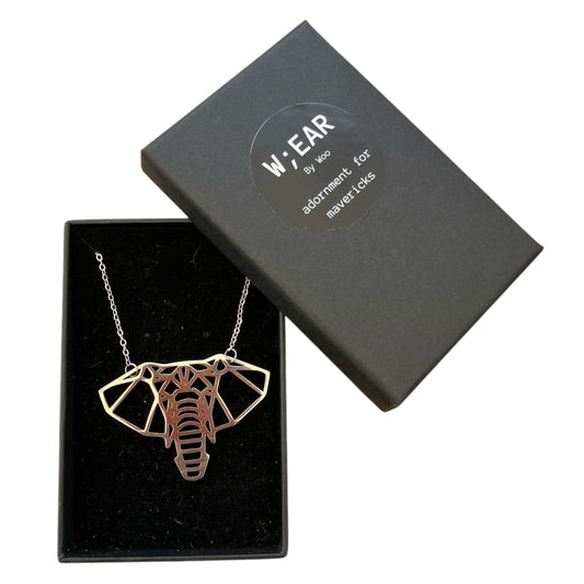 Origami elephant necklace