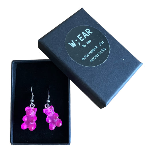 Gummy bear earrings fuchsia