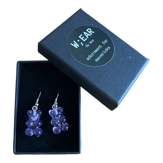 Gummy bear earrings purple